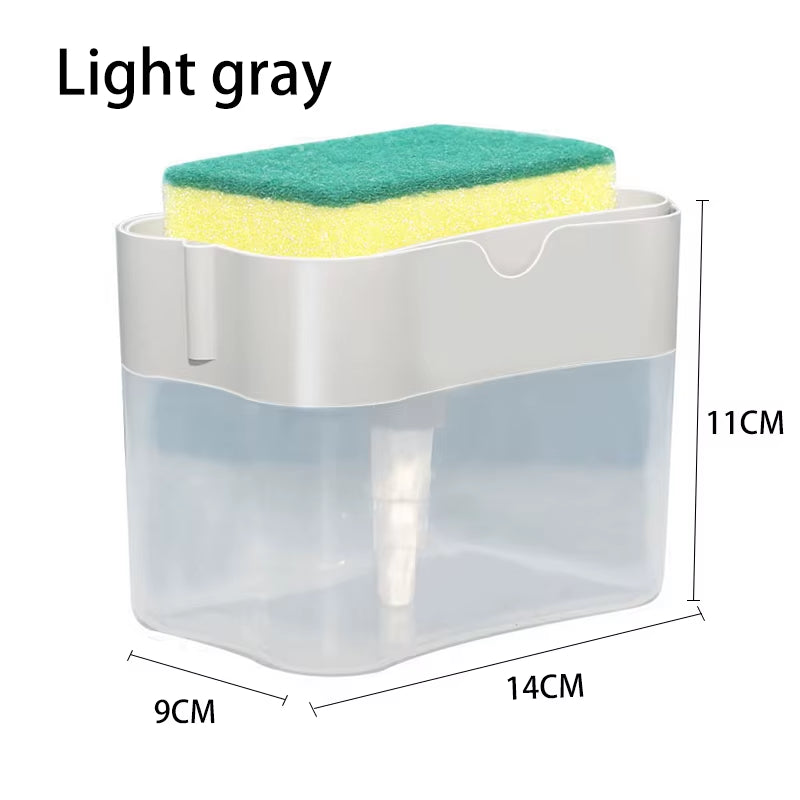 2 in 1 Scrubbing Liquid Detergent Dispenser Press-Type Liquid Soap Box Pump Organizer Kitchen Tool Bathroom Supplies
