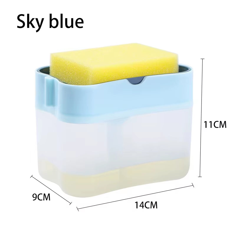 2 in 1 Scrubbing Liquid Detergent Dispenser Press-Type Liquid Soap Box Pump Organizer Kitchen Tool Bathroom Supplies