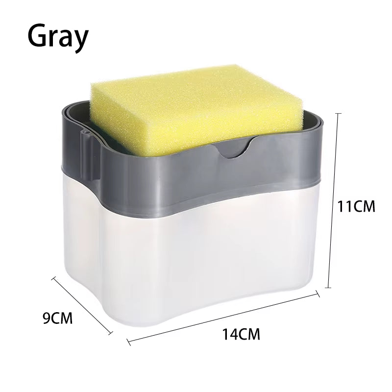 2 in 1 Scrubbing Liquid Detergent Dispenser Press-Type Liquid Soap Box Pump Organizer Kitchen Tool Bathroom Supplies