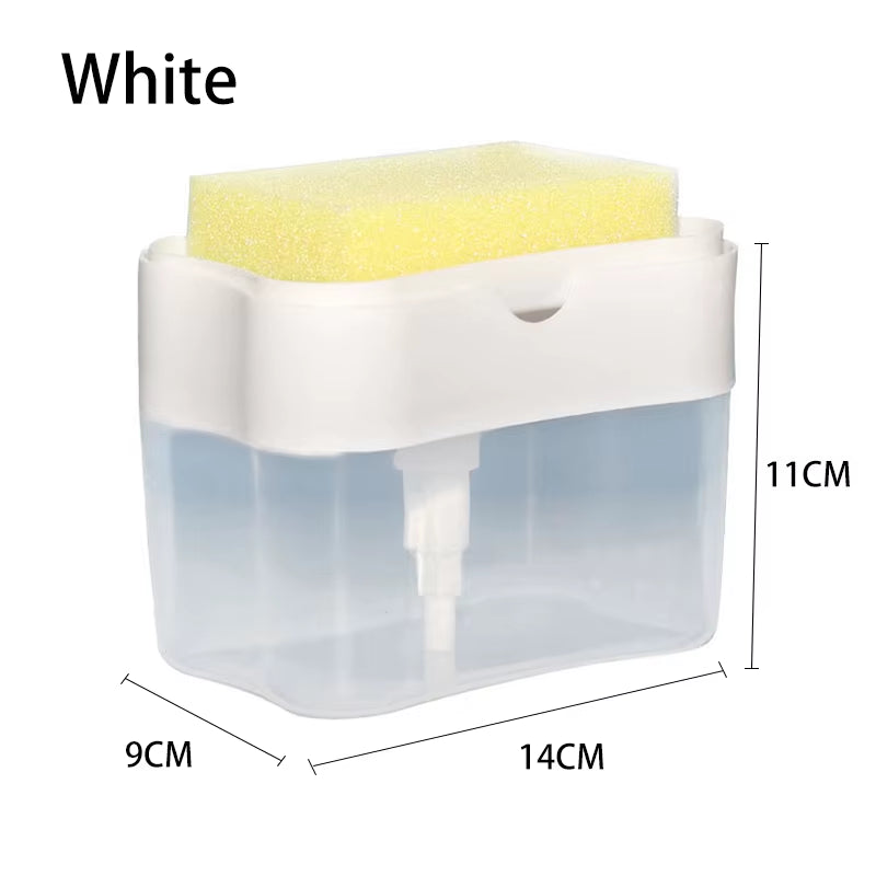 2 in 1 Scrubbing Liquid Detergent Dispenser Press-Type Liquid Soap Box Pump Organizer Kitchen Tool Bathroom Supplies
