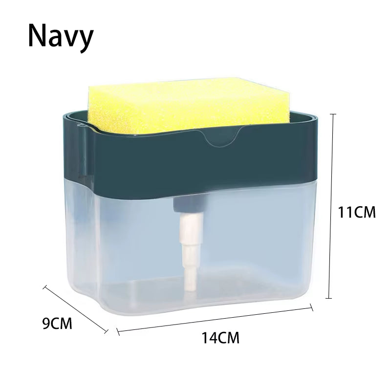 2 in 1 Scrubbing Liquid Detergent Dispenser Press-Type Liquid Soap Box Pump Organizer Kitchen Tool Bathroom Supplies
