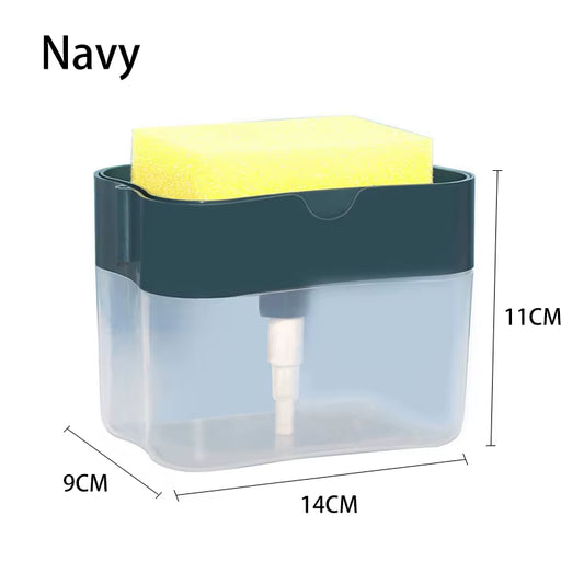 2 in 1 Scrubbing Liquid Detergent Dispenser Press-Type Liquid Soap Box Pump Organizer Kitchen Tool Bathroom Supplies