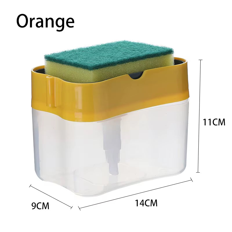 2 in 1 Scrubbing Liquid Detergent Dispenser Press-Type Liquid Soap Box Pump Organizer Kitchen Tool Bathroom Supplies