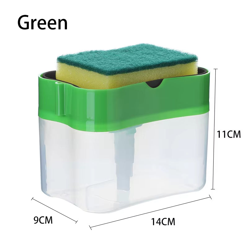 2 in 1 Scrubbing Liquid Detergent Dispenser Press-Type Liquid Soap Box Pump Organizer Kitchen Tool Bathroom Supplies