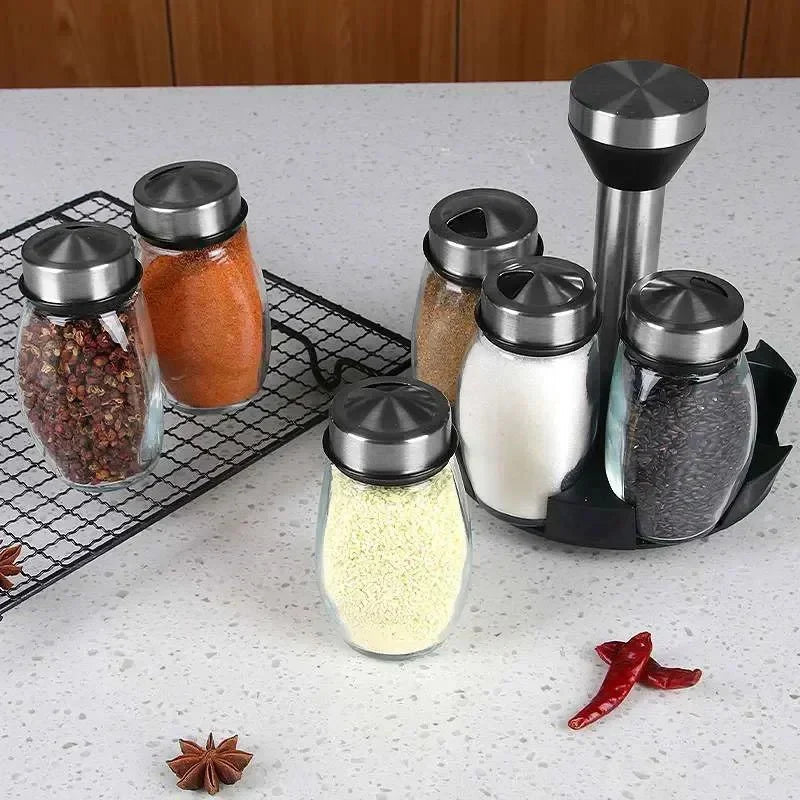 Glass Spice Rack Organizer Set
